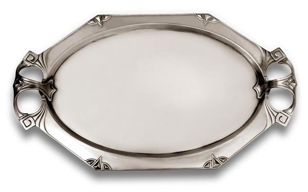 Bandeja de servicio - 545, gris, Estaño / Britannia Metal, cm 60 x 35