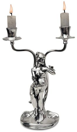 Candelabro 2 brazos, gris, Estaño / Britannia Metal, cm 24 right