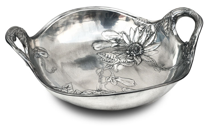 Coupe a fruit - fleures, gris, étain / Britannia Metal, cm 34x29