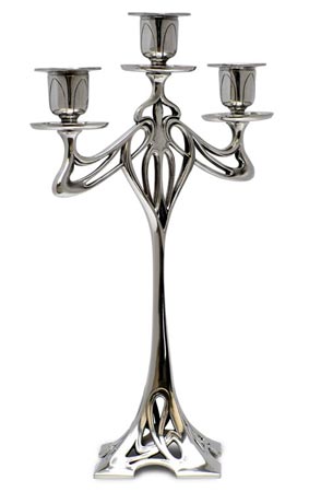 Candeliere 3 fiamme - Eiffel, grigio, Metallo (Peltro) / Britannia Metal, cm h 33