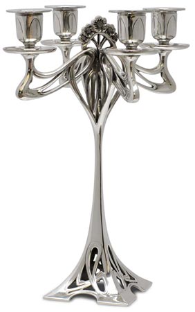 Candelabro 4 brazos - Eiffel, gris, Estaño / Britannia Metal, cm h 29,5