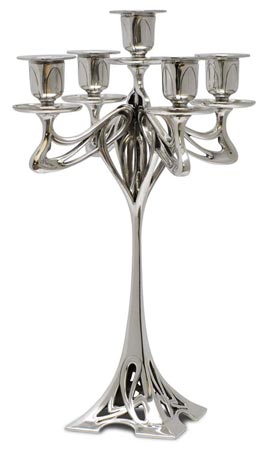 Candeliere 5 fiamme - Eiffel, grigio, Metallo (Peltro) / Britannia Metal, cm h 33
