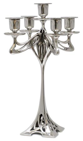 Candelabro 5 brazos - Eiffel, gris, Estaño / Britannia Metal, cm h 33