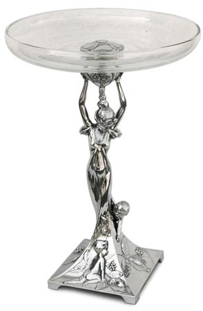 Lady footed server, gri, Cositor / Britannia Metal și Sticlă, cm 36,5 right