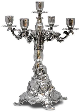 Five-flames candelabra, grey, Pewter / Britannia Metal, cm h 37