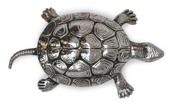 Statuetta - tartaruga, grigio, Metallo (Peltro), cm 8x4,5x h 2