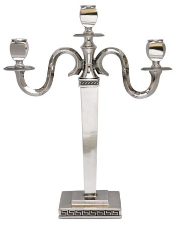 Candelabro 3 velas, gris, Estaño / Britannia Metal, cm 32x h 40