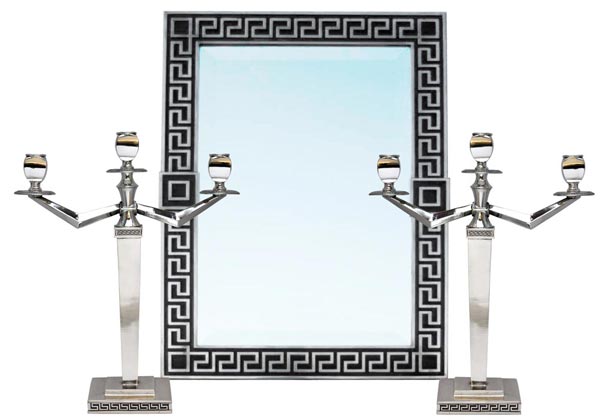 Wall mirror, grey, Pewter / Britannia Metal and Glass, cm 46,5x64h