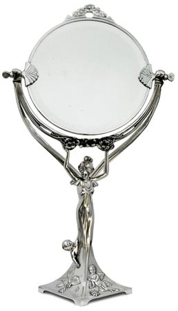 Mirror w/lady, gri, Cositor / Britannia Metal și Sticlă, cm 34x h 59