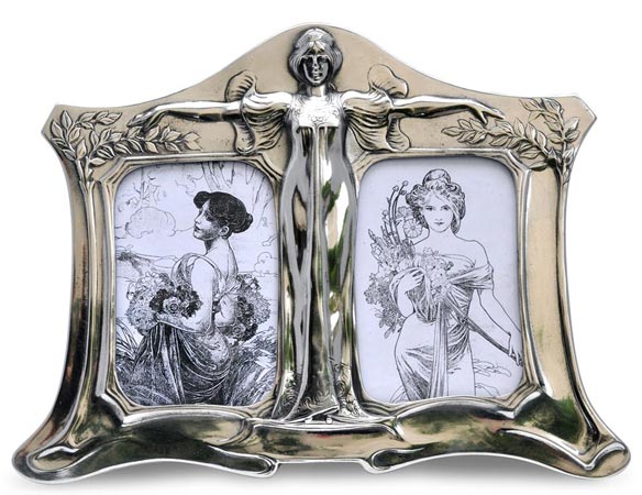 Rama foto, gri, Cositor / Britannia Metal și Sticlă, cm 33,5x24,5