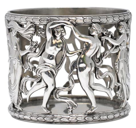 Bottle holder - The Dancing Hours by John Flaxman, grey, Pewter / Britannia Metal, cm Ø 10x h 8,5