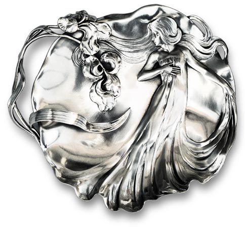 Centro de mesa - mujer y iris, gris, Estaño / Britannia Metal, cm 32 x 28,5