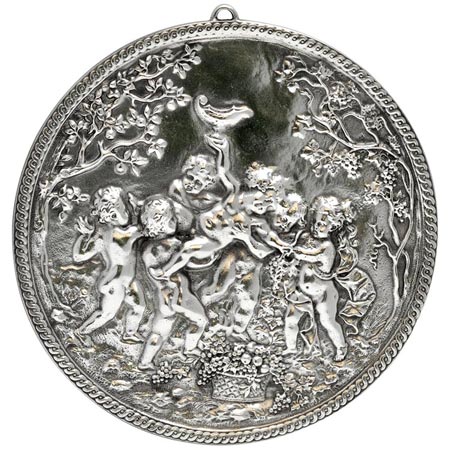 Compotier a:paon, plat et pot en verre, gris, étain / Britannia Metal, cm 18