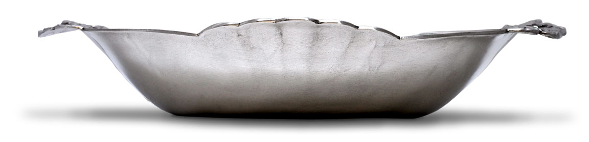 Oval bowl with handles - poppies, grey, Pewter / Britannia Metal, cm 35x21x h 6