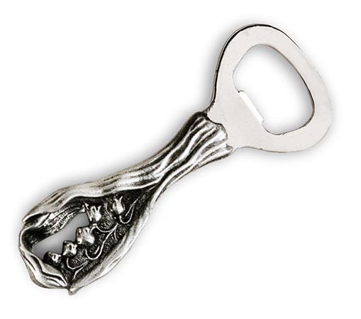 Apribottiglia - mughetto, grigio, Metallo (Peltro) / Britannia Metal e Acciaio inox, cm 11