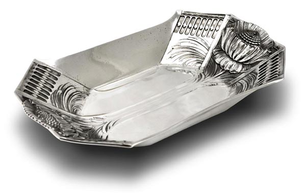 Ablageschale - Protea, Grau, Zinn / Britannia Metal, cm 29,5x18
