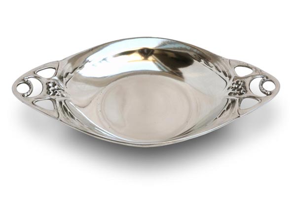 Oval bowl with handles, grey, Pewter / Britannia Metal, cm 20 x 11