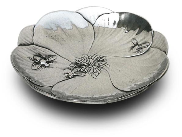 Bowl w/dragonfly, gri, Cositor / Britannia Metal, cm 22