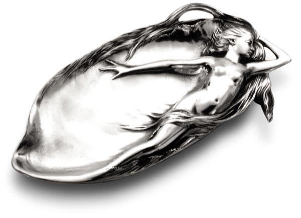 Jewelry holder tray - nymph, grey, Pewter / Britannia Metal, cm 21 x 11