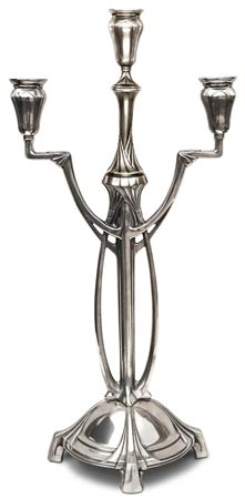 Candelabro 3 brazos, gris, Estaño / Britannia Metal, cm h 46