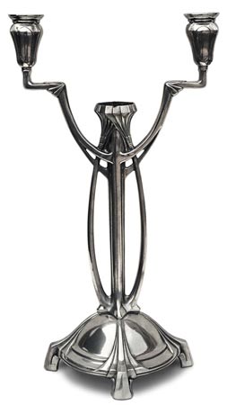 Double-flames candelabra, grey, Pewter / Britannia Metal, cm h 37