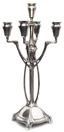 5 fl candelabra, gri, Cositor / Britannia Metal, cm h 46