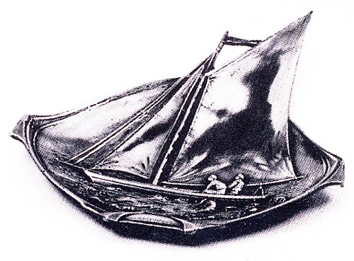 Small boat, grå, Tinn / Britannia Metal, cm 15x14,5
