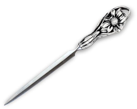 Letter opener - daisy, grey, Pewter / Britannia Metal, cm 17,5