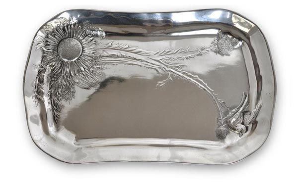 Tray - thistle, grey, Pewter / Britannia Metal, cm 45 x 29