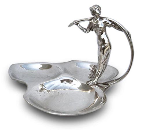 Table centerpiece - young woman, gri, Cositor / Britannia Metal, cm 31 x 26,5 x h 19