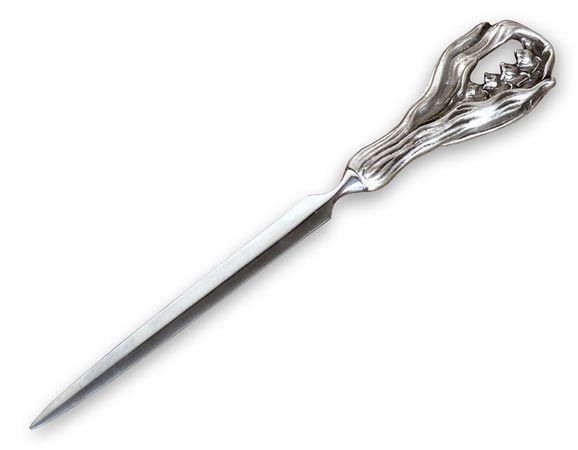 Letter opener - lily of the valley, grey, Pewter / Britannia Metal, cm 17