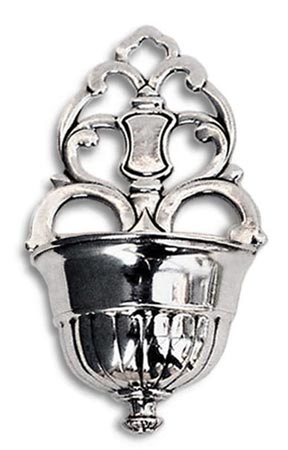 Holy water stoup - openwork, grey, Pewter, cm 14