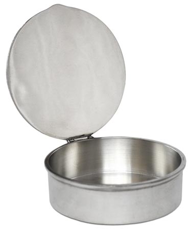 Round box - maiden and putto, grey, Pewter / Britannia Metal, cm Ø 10,5