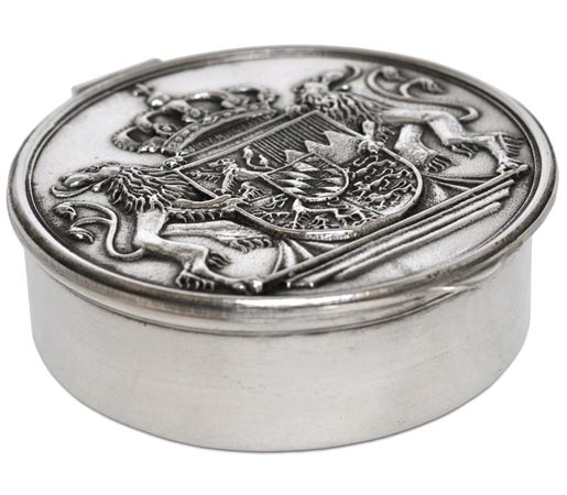 Коробок -  герб Баварии, серый, олова / Britannia Metal, cm Ø 10,5