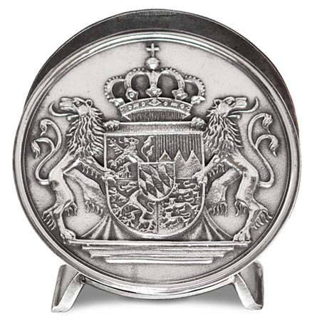 Serviette holder - coat of arms of Bavaria, grey, Pewter / Britannia Metal, cm 10,5