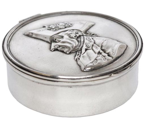 Коробок - Фридрих II (король Пруссии), серый, олова / Britannia Metal, cm Ø 10,5