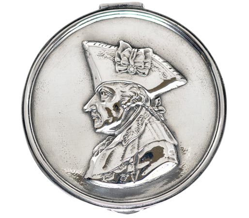 Round box - Frederick the Great, grey, Pewter / Britannia Metal, cm Ø 10,5