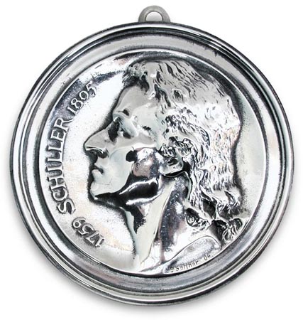 Medaljong - Friedrich von Schiller, grå, Tinn / Britannia Metal, cm 10,5