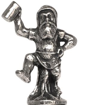 Gnome with jug statuette, grey, Pewter / Britannia Metal, cm h 4