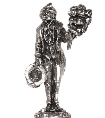 Персонаж с букетом, серый, олова, cm h 6,1