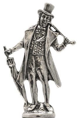 Statuetta - uomo con pipa, grigio, Metallo (Peltro), cm h 6