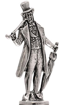 Man with pipe statuette, grey, Pewter, cm h 6