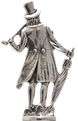 Man with pipe statuette, grey, Pewter, cm h 6