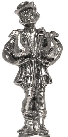 Estatuilla - hombre con ocas, gris, Estaño / Britannia Metal, cm h 7,5
