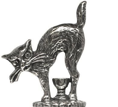 Statuette - katt, grå, Tinn, cm h 4,1