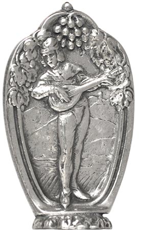 Statuetta - cantastorie, grigio, Metallo (Peltro), cm h 5,3