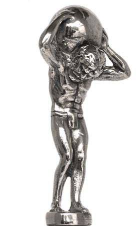 Statua - Atlante, grigio, Metallo (Peltro), cm h 7,8