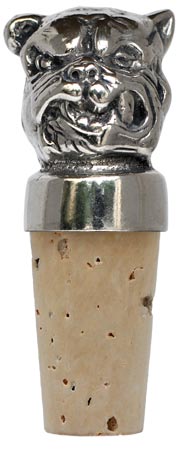Decorative wine cork, grey and red, Pewter and Wood, cm h 7.5
