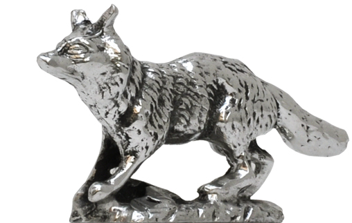 Statuetta - volpe, grigio, Metallo (Peltro), cm h 2,3