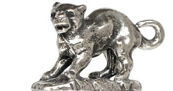 Cheetah statuette, grey, Pewter / Britannia Metal, cm h 2,1